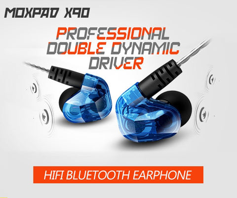 X90 Bluetooth 4.1 Dual Dynamic Driver In Ear Sport Wireless Earphone With Mic