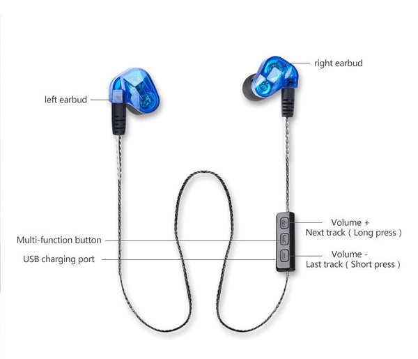 X90 Bluetooth 4.1 Dual Dynamic Driver In Ear Sport Wireless Earphone With Mic