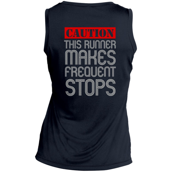 T-Shirts - Runner Caution Ladies V Neck Dri-Fit