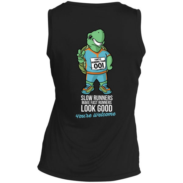 T-Shirts - Slow Runners Make Fast Runners Look Good Ladies Sleeveless Dri Fit V Neck