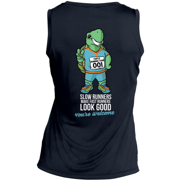 T-Shirts - Slow Runners Make Fast Runners Look Good Ladies Sleeveless Dri Fit V Neck