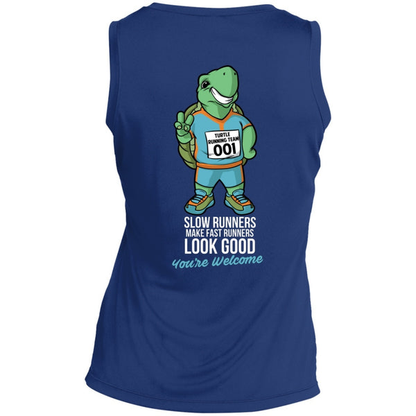 T-Shirts - Slow Runners Make Fast Runners Look Good Ladies Sleeveless Dri Fit V Neck