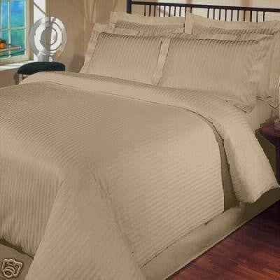 Luxury 1000TC 100% Egyptian Cotton Duvet Cover - King/Cal King Striped in Taupe