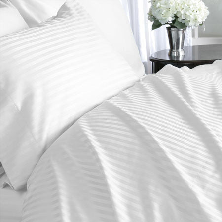 Luxury 1200 TC 100% Egyptian Cotton Queen Sheet Set Striped In White