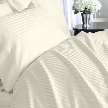 Two Luxury 800 TC King Size Pillow Cases striped in Ivory/Cream