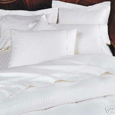 Luxury 1000 TC 100% Egyptian Cotton King Sheet Set Striped In White