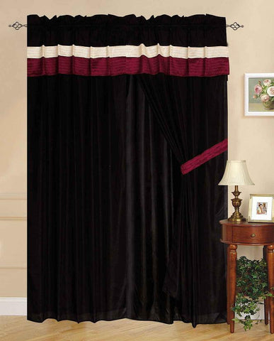 Luxury Burgundy 60"x84" Window Curtain with Lining and 18" Valance