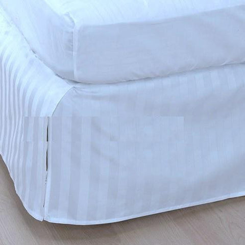 Luxury 300TC 100% Pure Egyptian Cotton Striped Bed Skirt in Light Blue