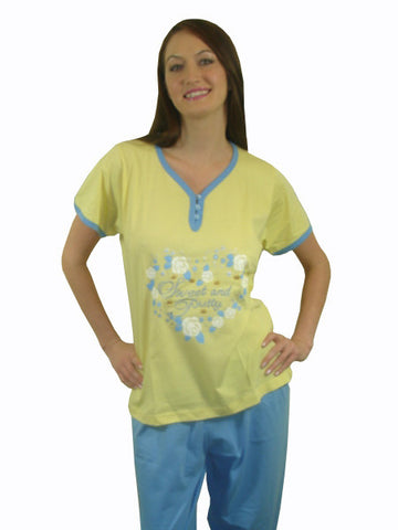 Sweet & Pretty 100% Pure Egyptian Cotton Pajama In Yellow