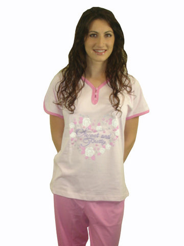 Sweet & Pretty 100% Pure Egyptian Cotton Pajama In Pale Pink