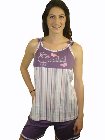 Cute 100% Pure Egyptian Cotton Pajama In Purple