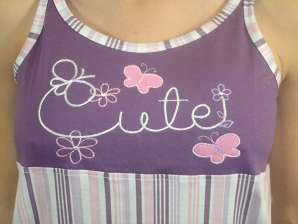 Cute 100% Pure Egyptian Cotton Pajama In Purple