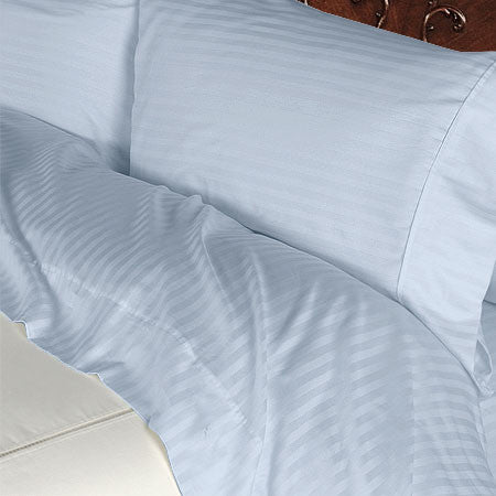 Luxury 600 Thread Count  100% Egyptian Cotton King Sheet Set Striped In Light Blue