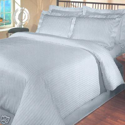 Luxury 1000TC 100% Egyptian Cotton Duvet Cover - Full/Queen Striped in Light Blue