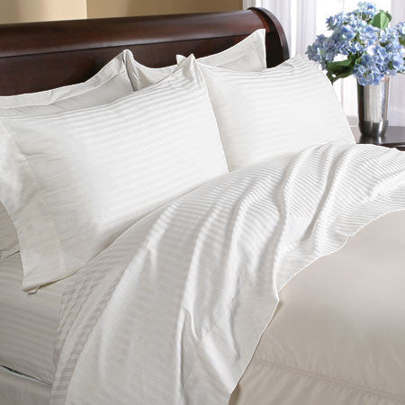 Luxury 1000 TC 100% Egyptian Cotton Full Sheet Set Striped In Ivory