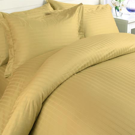 Luxury 1000TC 100% Egyptian Cotton Duvet Cover - King/Cal King Striped in Gold