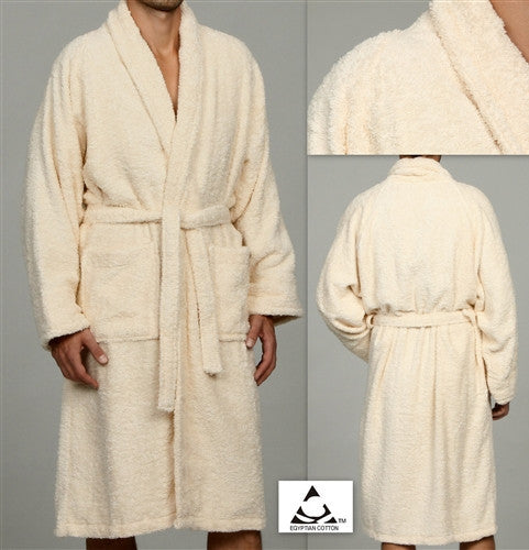 Unisex 100% Pure Egyptian Cotton Ivory Bath Robe