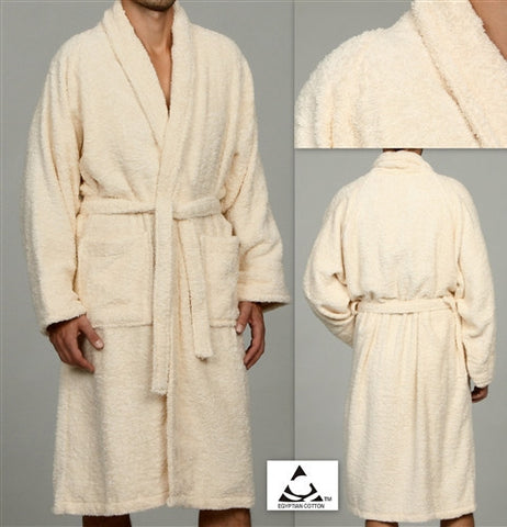 Unisex 100% Pure Egyptian Cotton Ivory Bath Robe