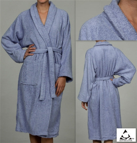 Unisex 100% Pure Egyptian Cotton Blue Bath Robe